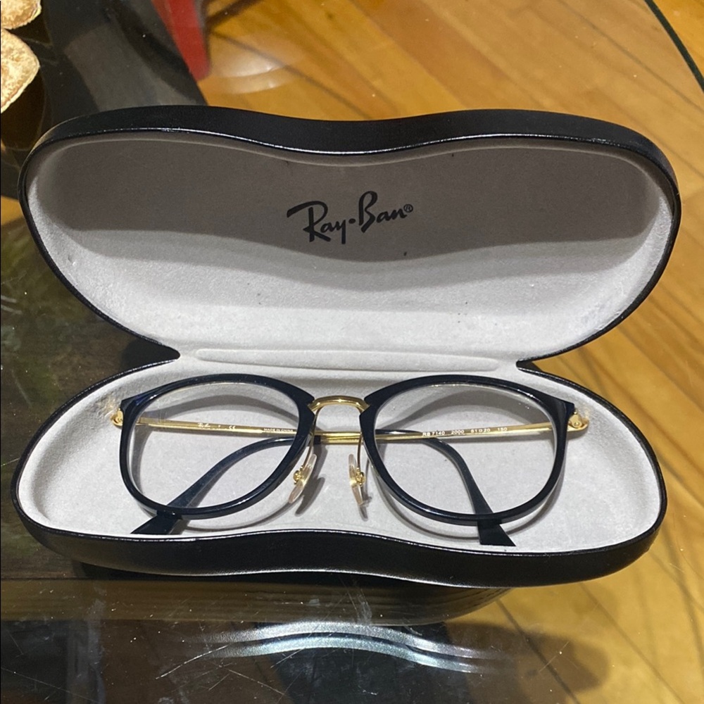 Ray-Ban Black and Gold Glasses prescription OD-0.25 OS-0.50